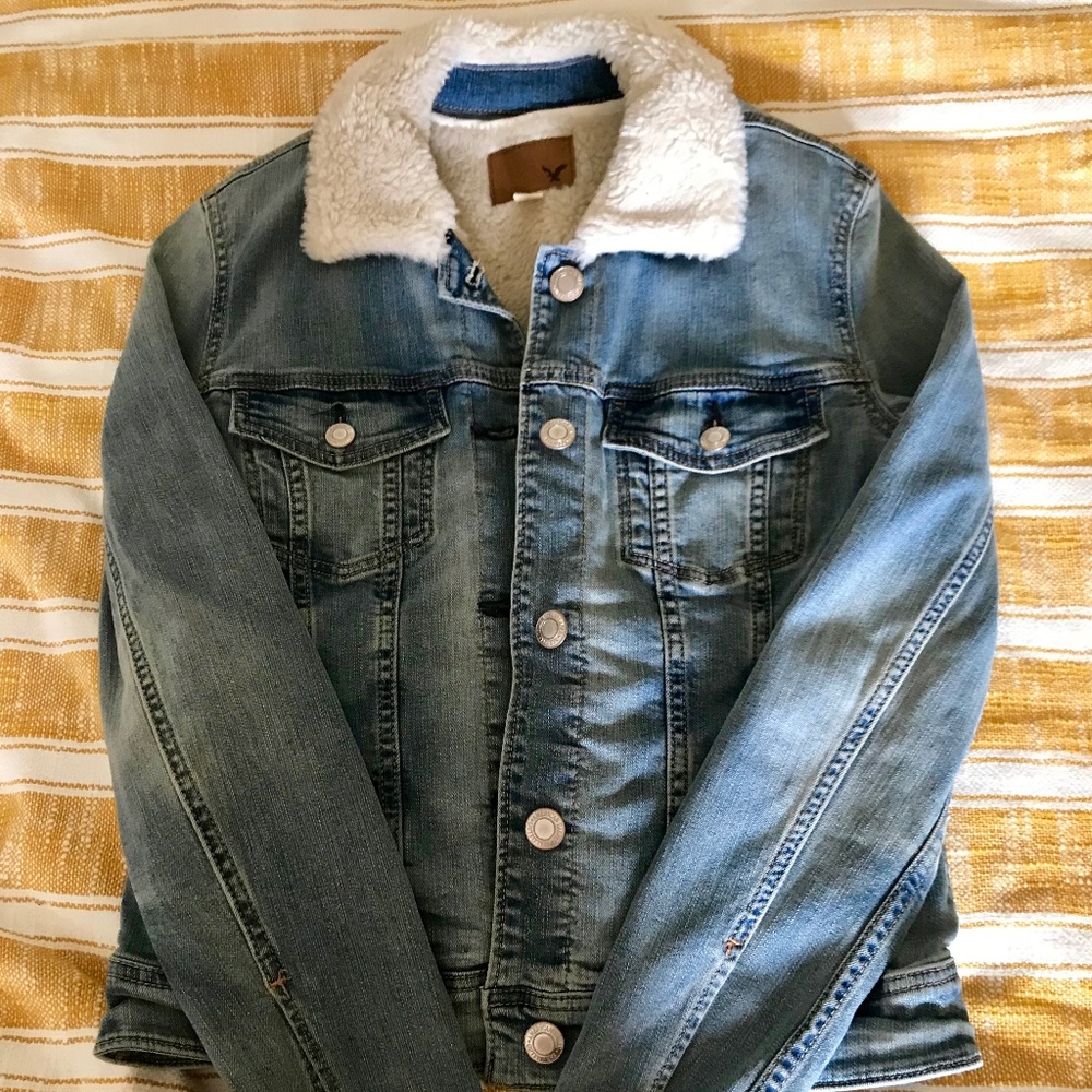 American Eagle Denim Sherpa Jacket